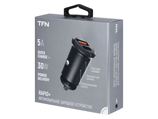 Зарядное устройство TFN АЗУ2 RAPID 5A QC/PD black б/кабеля (TFN-CCRPD30W01)